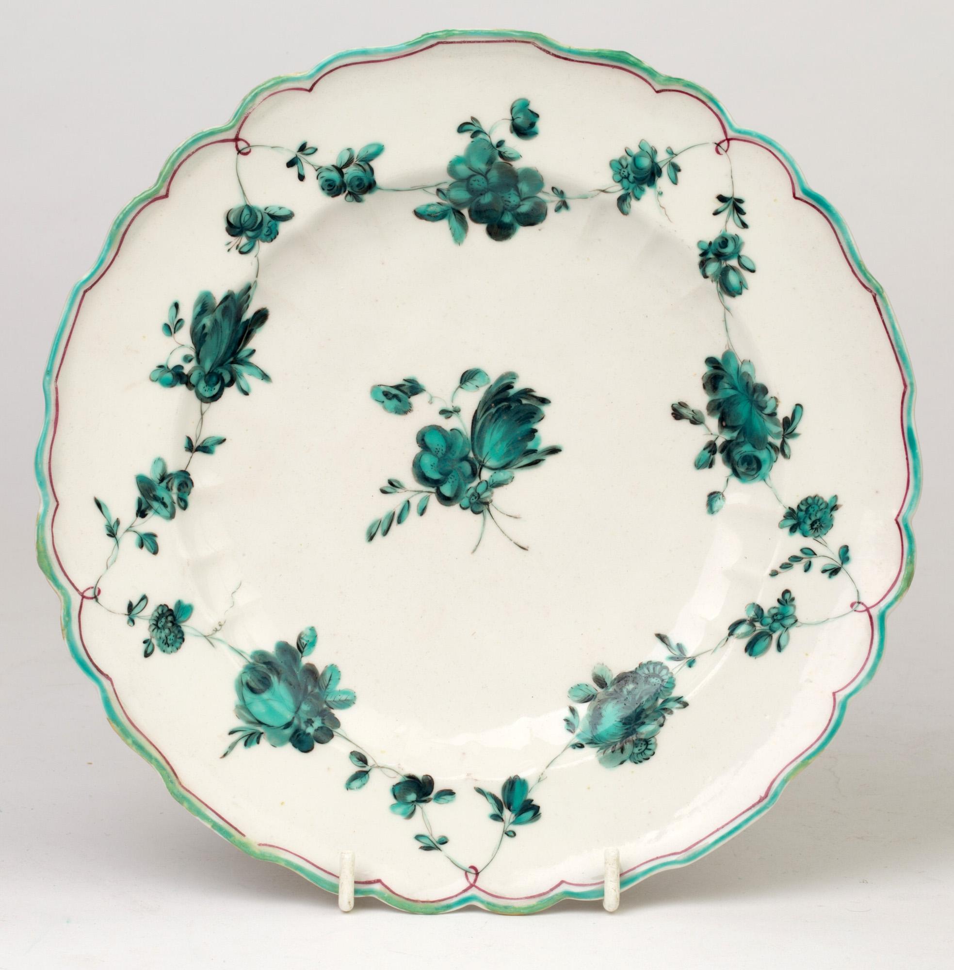 Chelsea James Giles En Camaieu Green Floral Painted Porcelain Plate 3