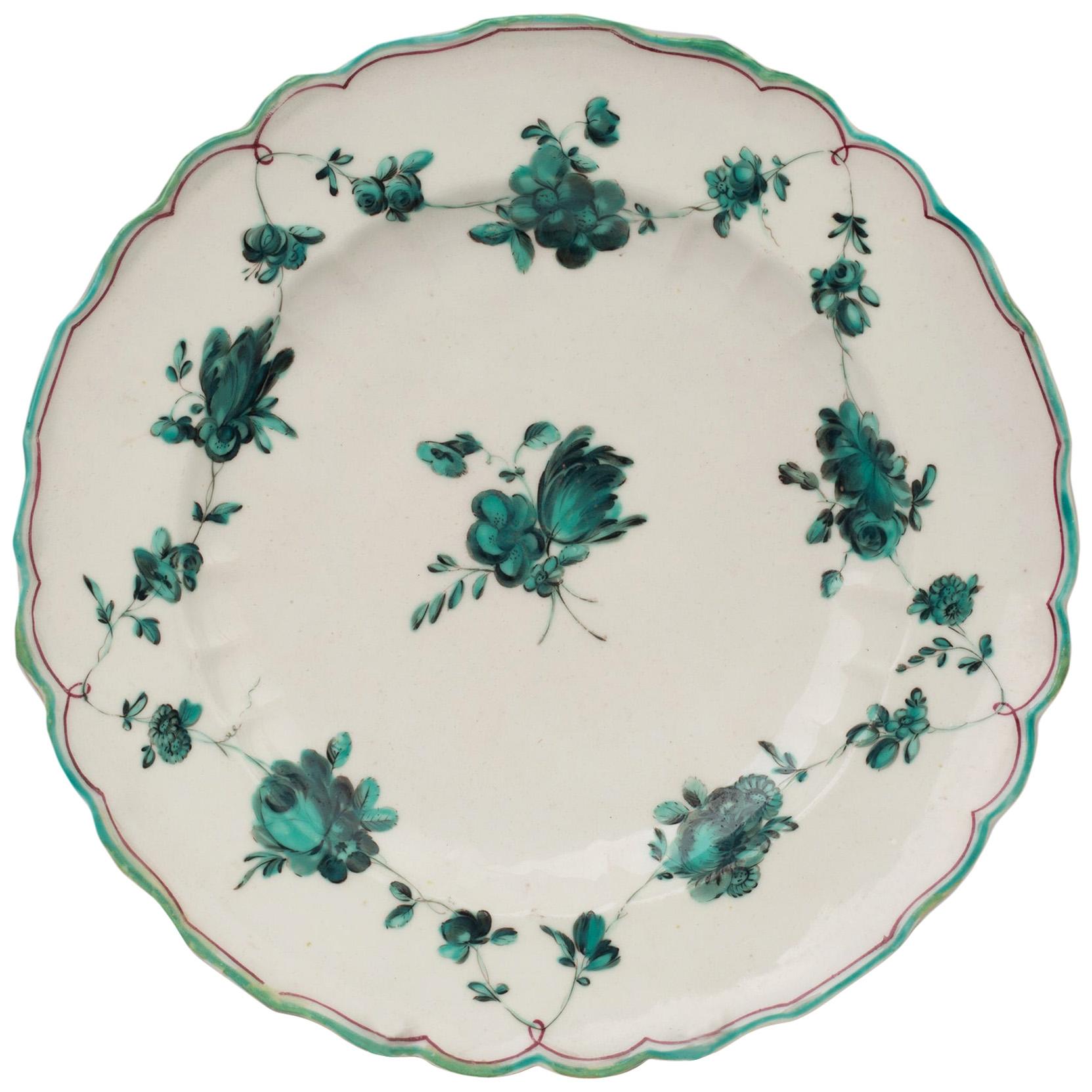 Chelsea James Giles En Camaieu Green Floral Painted Porcelain Plate