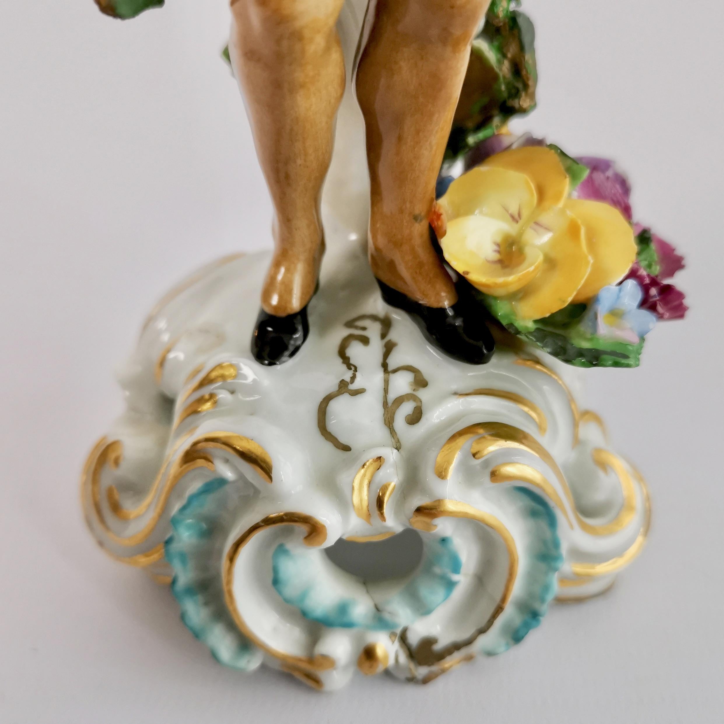 Edmé Samson Porcelain Figure of Piper, Rococo Chelsea style, 19th Century 6