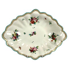 Chelsea Porcelain Oval Dish with Red Anchor C-1752-56 with Fruits and Insects