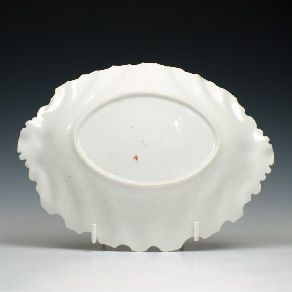 English Chelsea Porcelain Oval Moulded Silver Shape Dish, c1755 For Sale