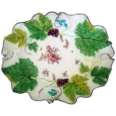 Chelsea Porcelain Red Anchor Period Vine Leaf Botanical Dish, circa 1755-1758