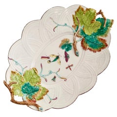 Antique Chelsea Porcelain Serving Dish, Embossed Vines and Moths, Georgian circa 1754