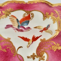 Chelsea Serving Platter, Pink with Sèvres Style Birds and Gilt, Rococo ca 1762