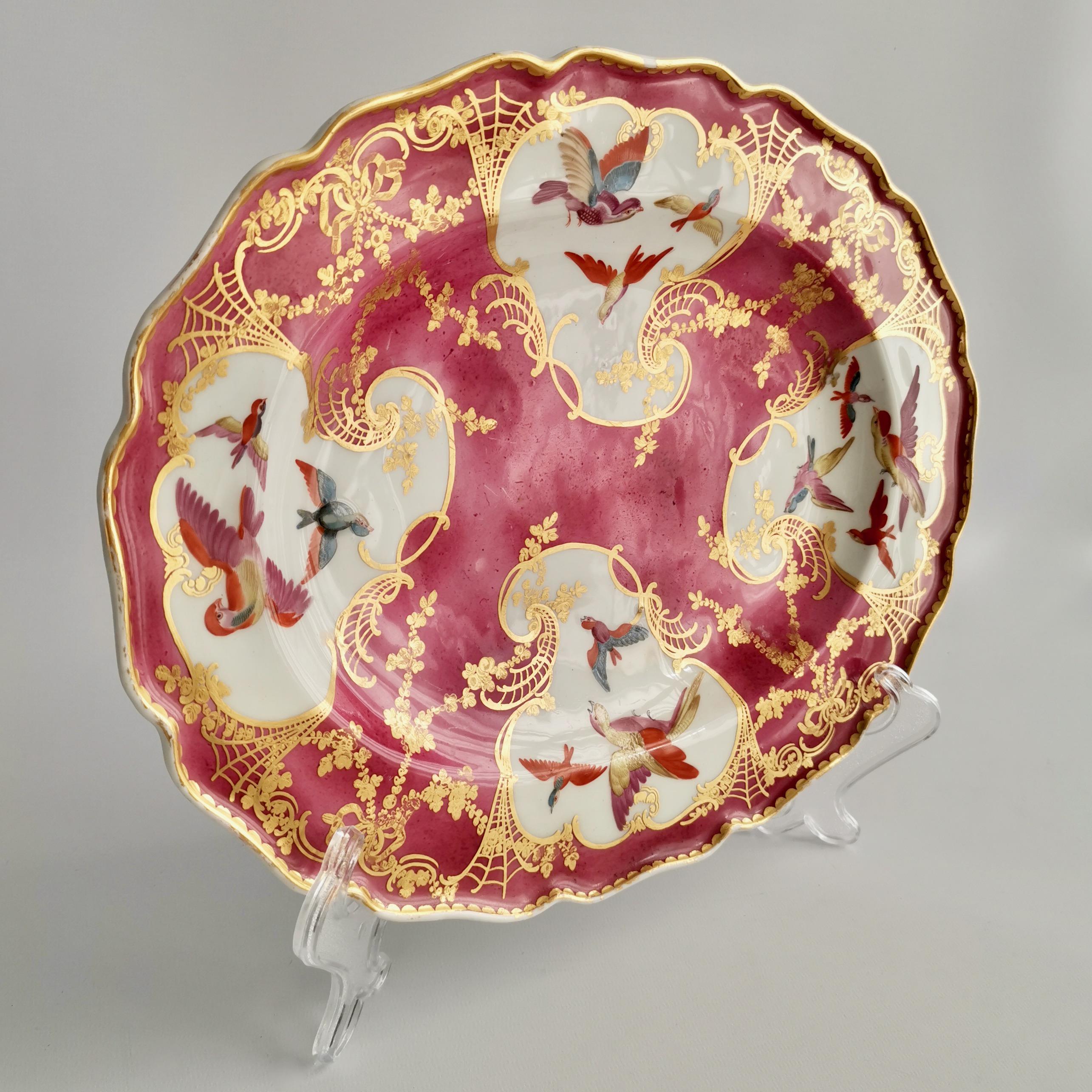 Chelsea Serving Platter, Pink with Sèvres Style Birds and Gilt, Rococo ...