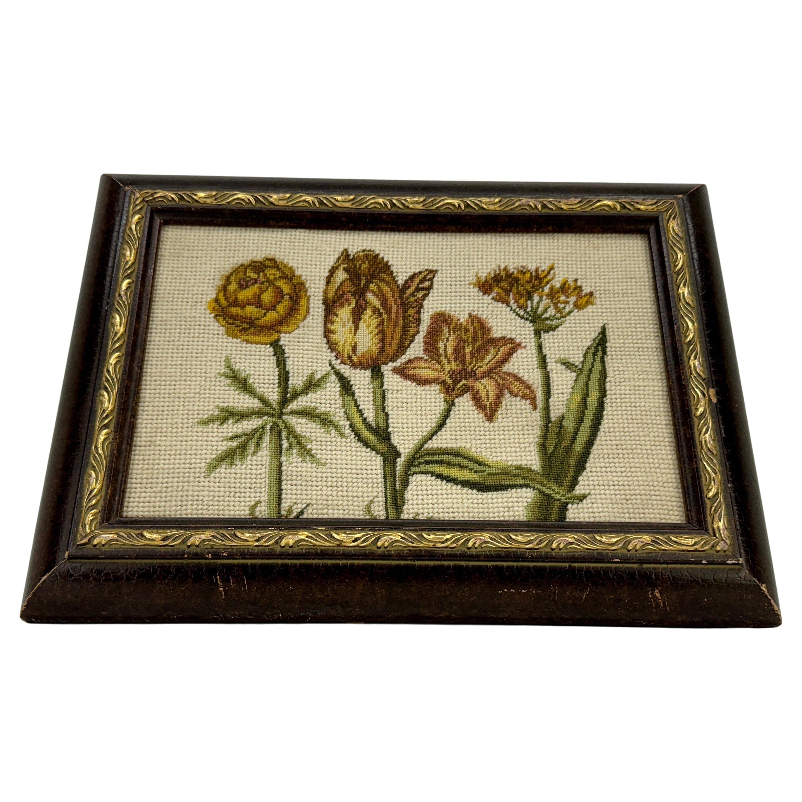 Hand-Crafted Chelsea Textiles Original Needlepoint Tulip Artwork  For Sale