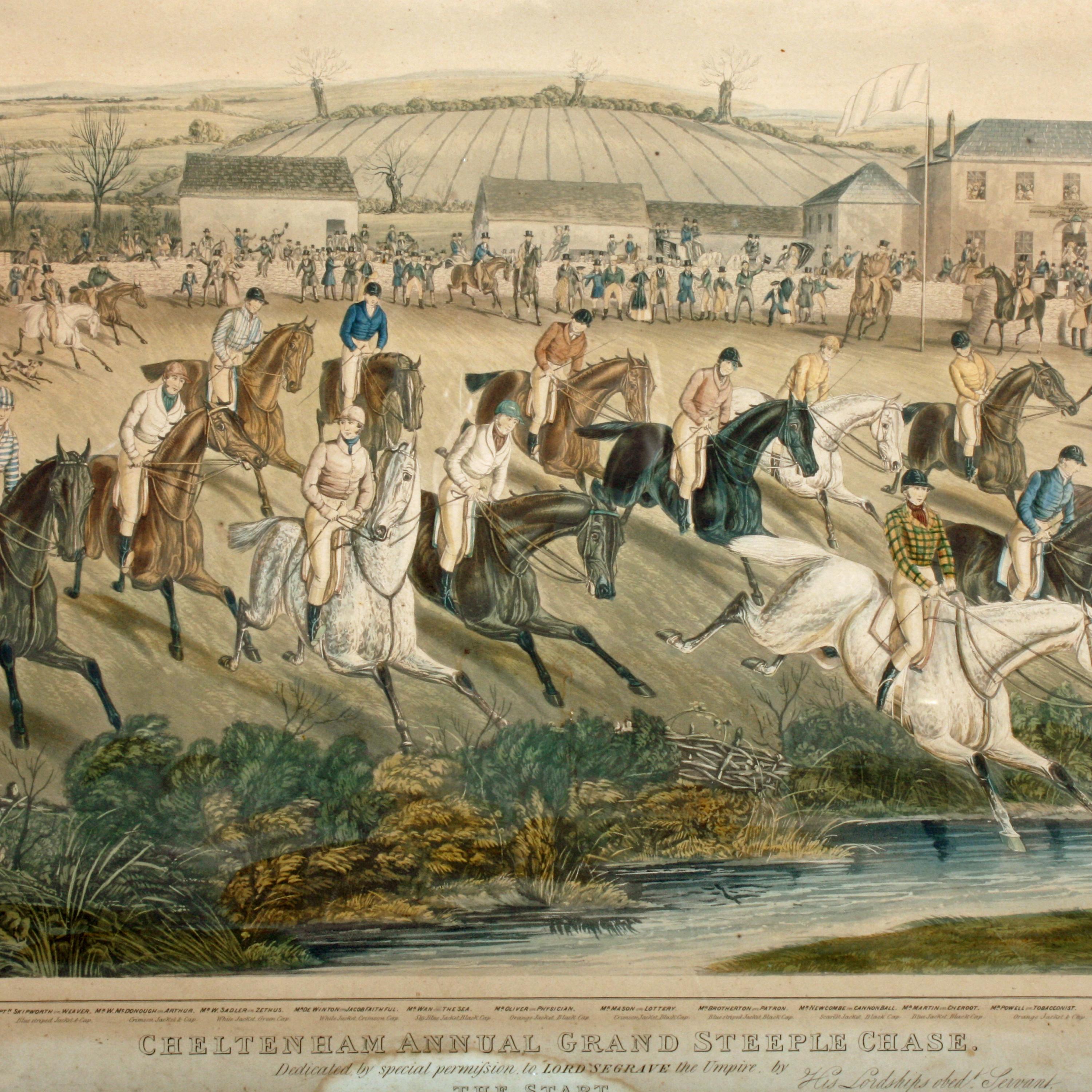 Cheltenham Grand steeple chase etchings


A set of four 19th century early Victorian etchings of the Cheltenham Annual Grand Steeple Chase.

The four etchings are after C. Hunt and published by I.W. Laird in 1841.

The etchings are titled