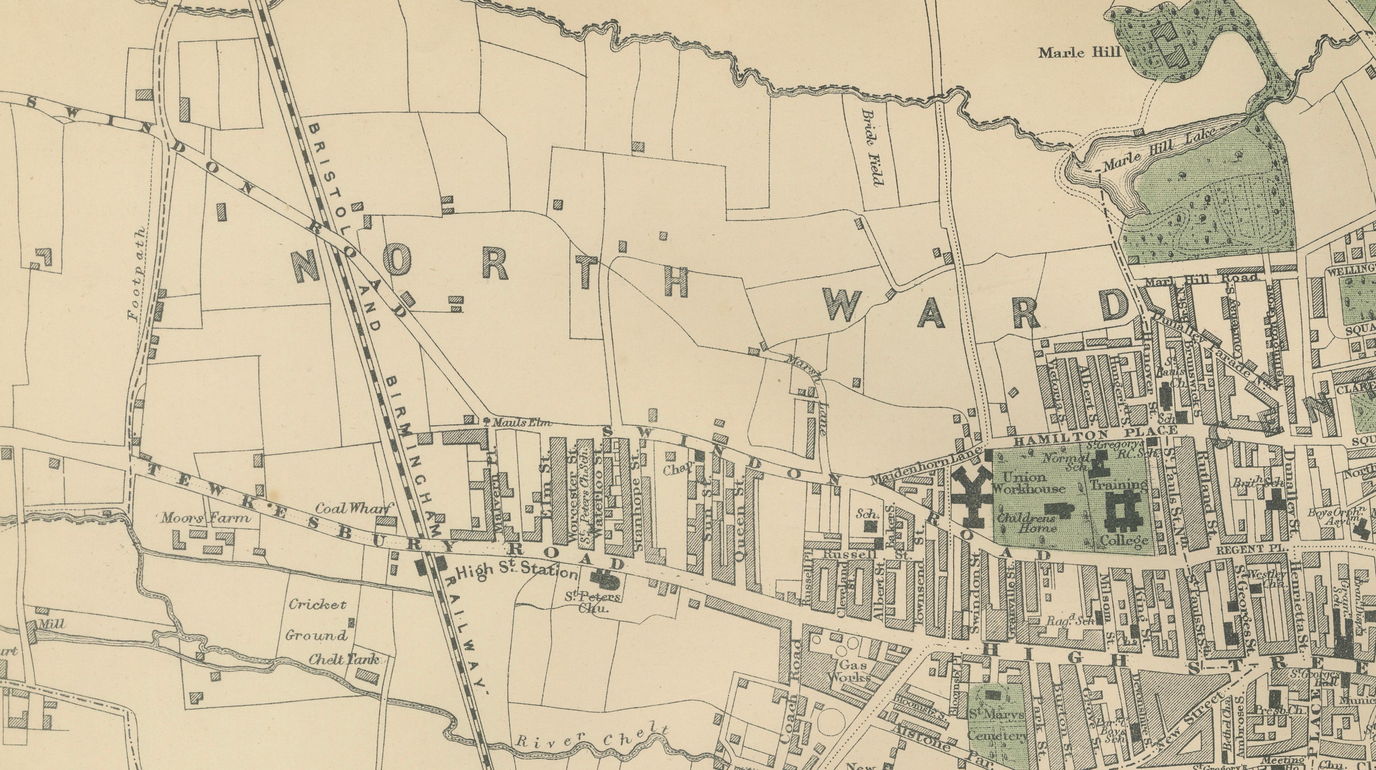 Cheltenham Urban Plan, Bacon’s New Large Scale Ordnance Atlas Map, 1885