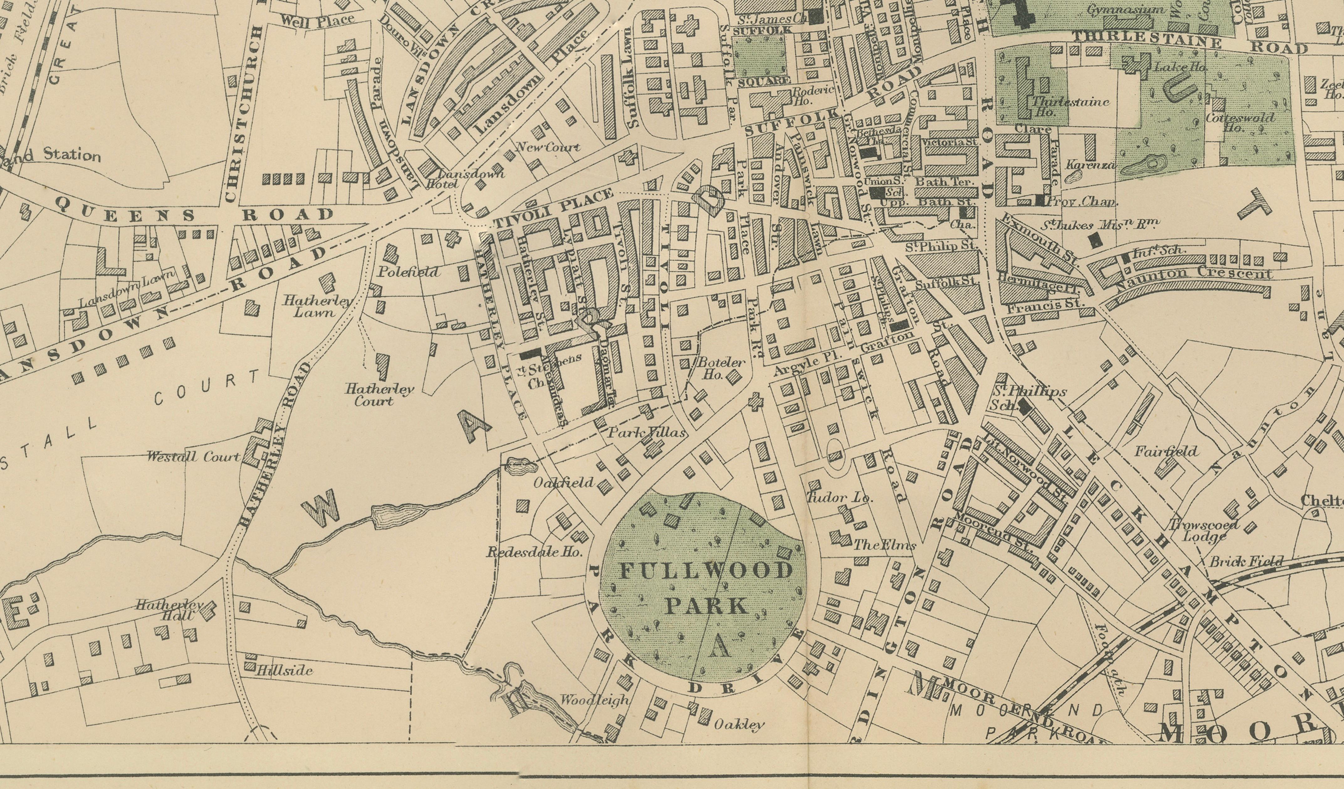Cheltenham Urban Plan, Bacon’s New Large Scale Ordnance Atlas Map, 1885