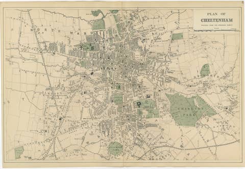 Cheltenham Urban Plan, Bacon’s New Large Scale Ordnance Atlas Map, 1885