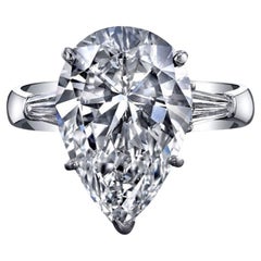 Chemically Pure GIA Certified 5 Carat Pear Cut Diamond Ring Golconda Type 2A