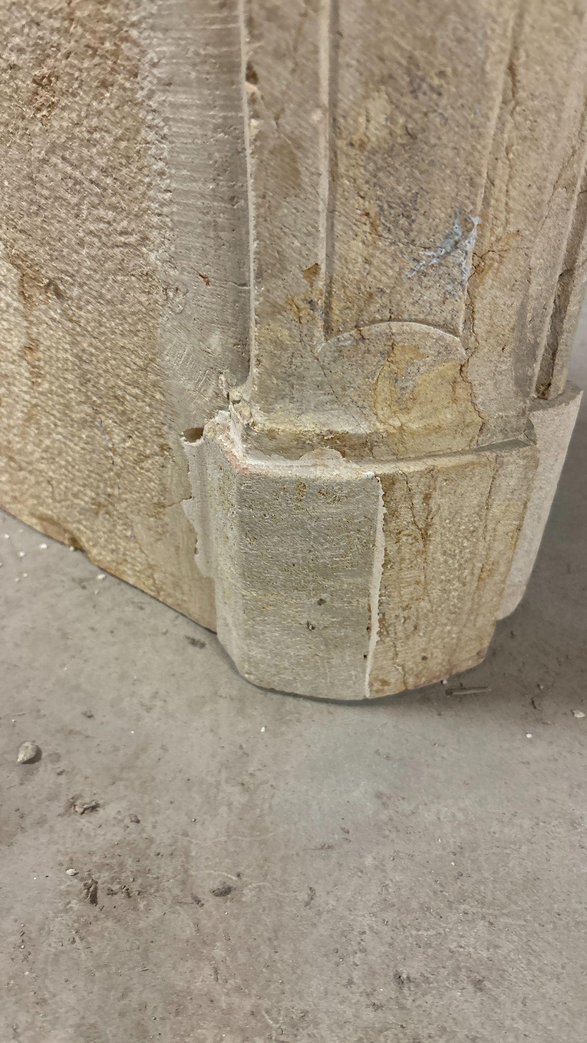 Limestone Antique Louis XV Stone Fireplace — Hand-Carved French Mantel