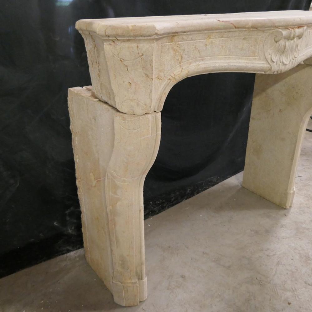 Antique Louis XV Stone Fireplace — Hand-Carved French Mantel 1