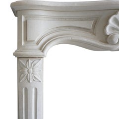Antique Louis XV Style Hand Carved Limestone Fireplace, 20th Century