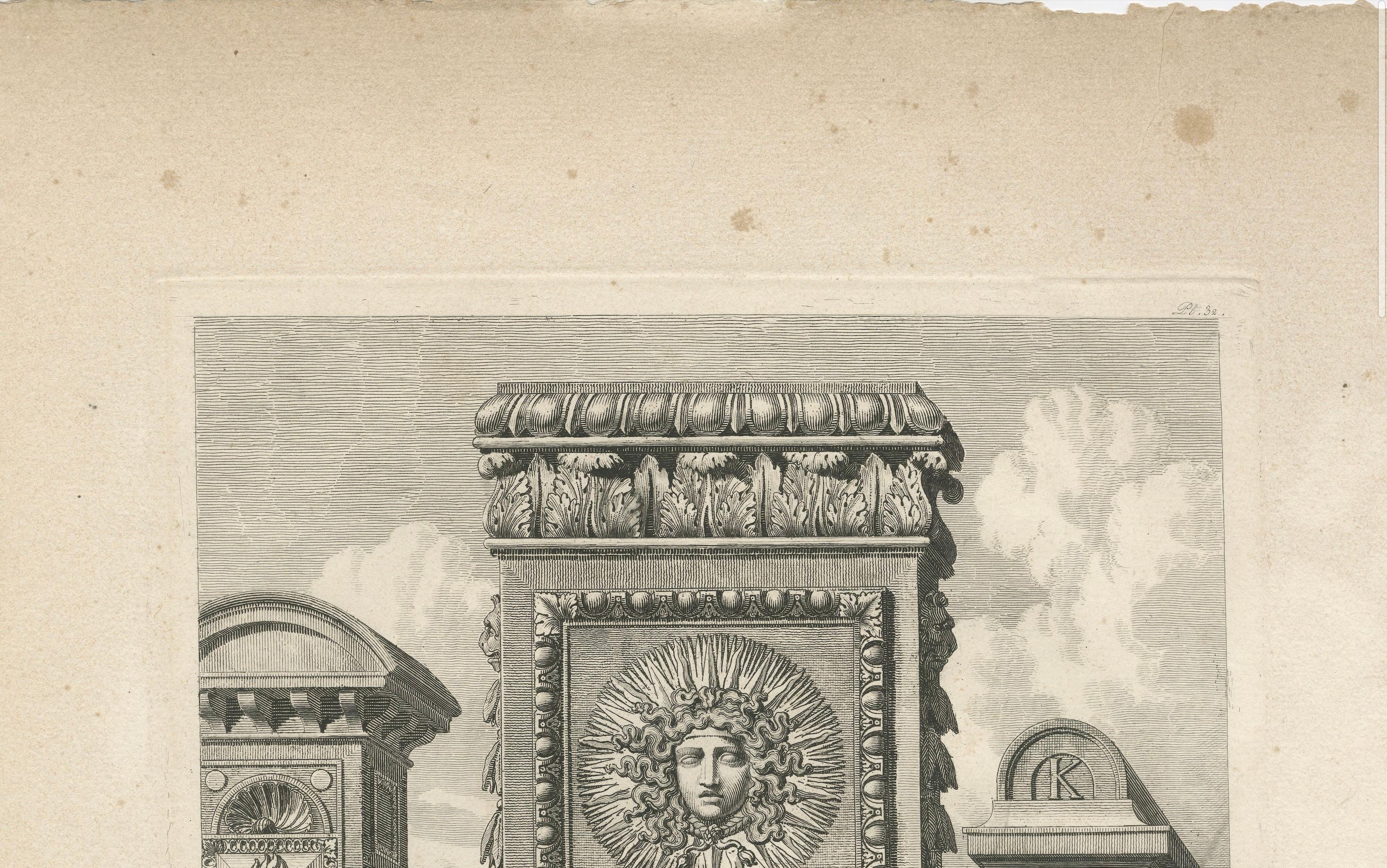 Cheminées du Louvre - Architekturstich von Louis-Pierre Baltard, ca.1803 (19. Jahrhundert) im Angebot