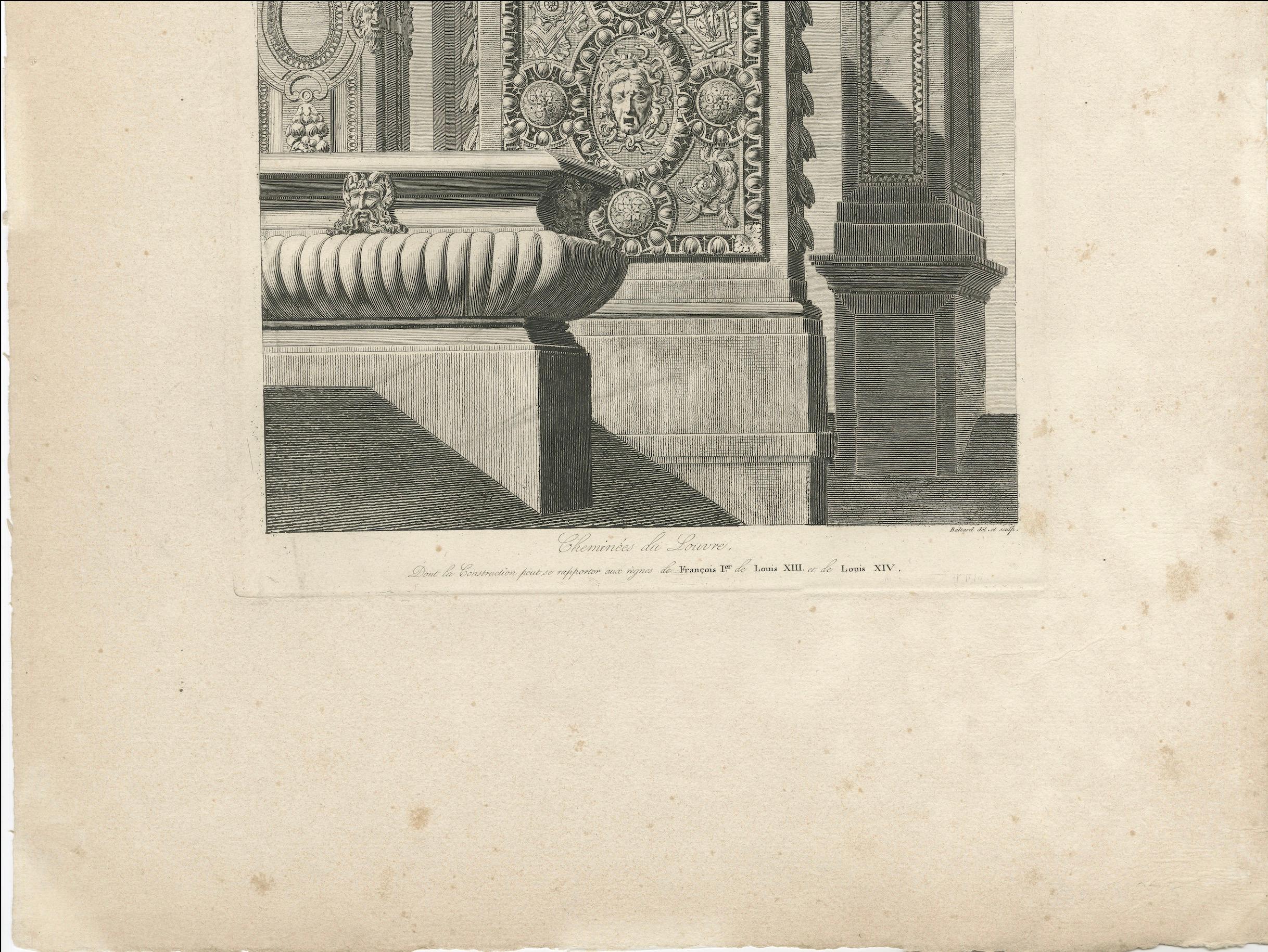 Cheminées du Louvre - Architekturstich von Louis-Pierre Baltard, ca.1803 (Papier) im Angebot