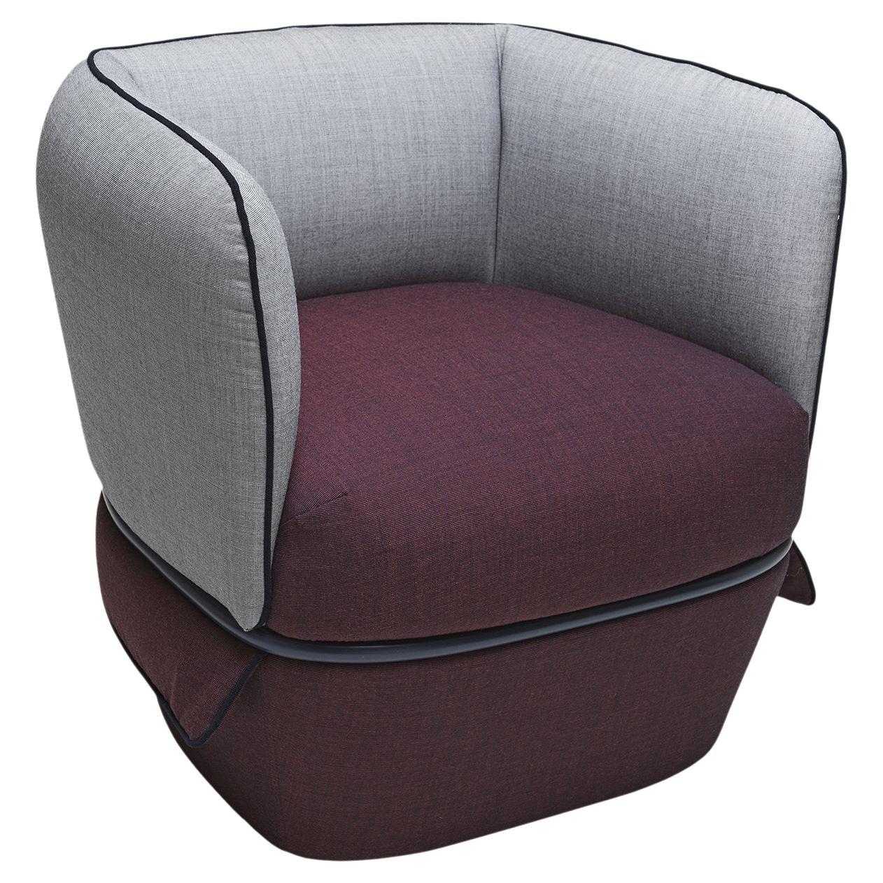 Chemise Burgundy/Gray Armchair by Studio Lido For Sale