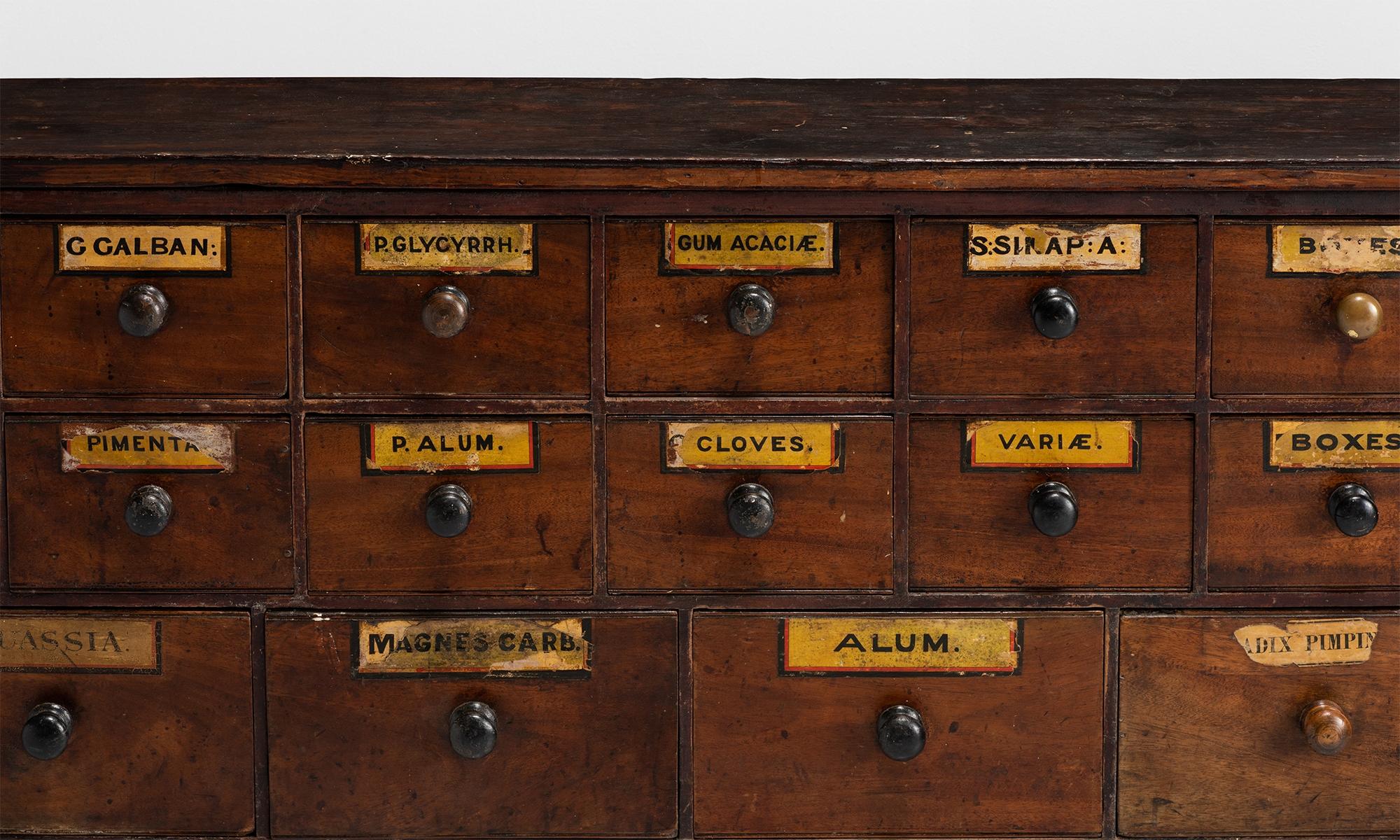 Early 20th Century Chemists Bank of Drawers, England, circa 1900