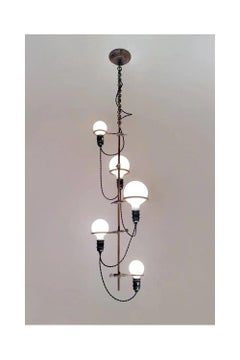 Industrial Chic Mid-Century Chemist Pendant Light with Glass Globes