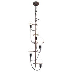 Industrial Chic Mid-Century Chemist Pendant Light with Glass Globes