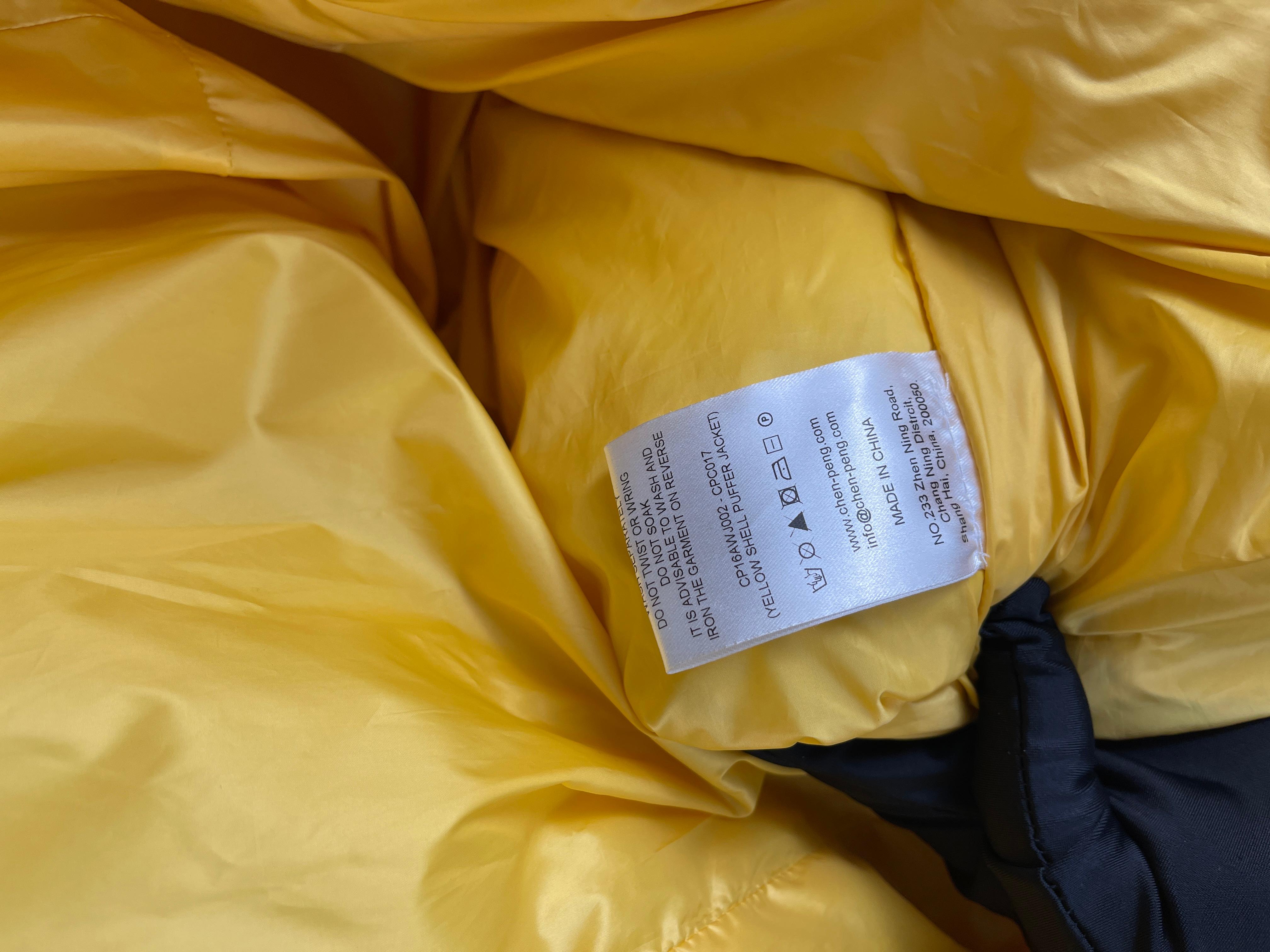 Women's or Men's Chen Peng A/W2018 Yellow Bandana Puffer Jacket For Sale