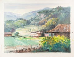 Chen Shen Landscape Original Oil On Canvas "Village"