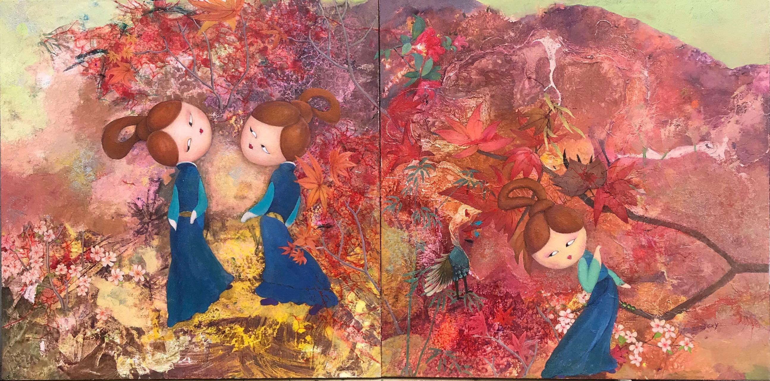 Zeitgenössische chinesische Kunst von Chen Xiao Ying - Wind Blossoms Series 02