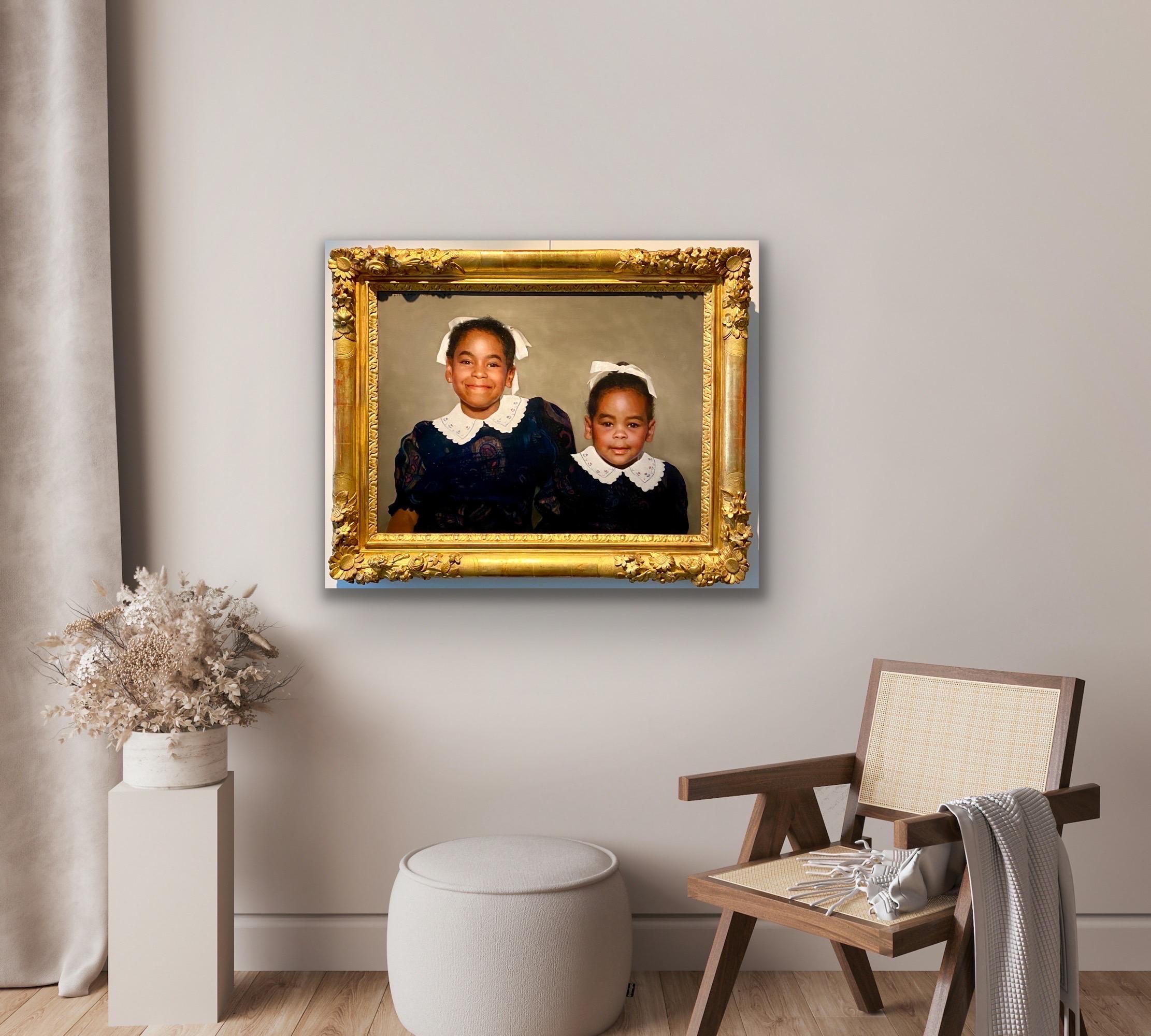 Two Happy Sisters - Portrait of two black girls - Royal  For Sale 4