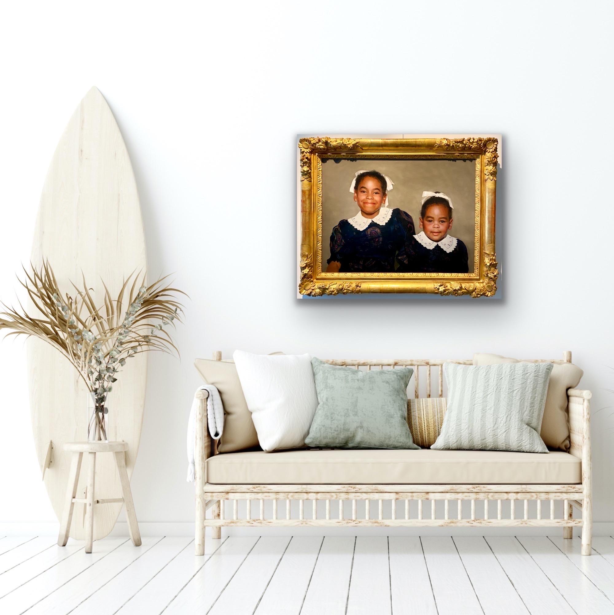 Two Happy Sisters - Portrait of two black girls - Royal  For Sale 1
