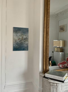 Breeze II by Chen Yi Ching - Contemporary Nihonga Painting, Flowers, Blue