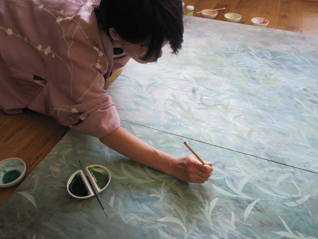 Le Vent -  pigment on paper Nihonga by Chen Yi Ching For Sale 1