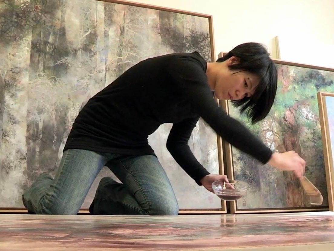 Le Vent -  pigment on paper Nihonga by Chen Yi Ching For Sale 2
