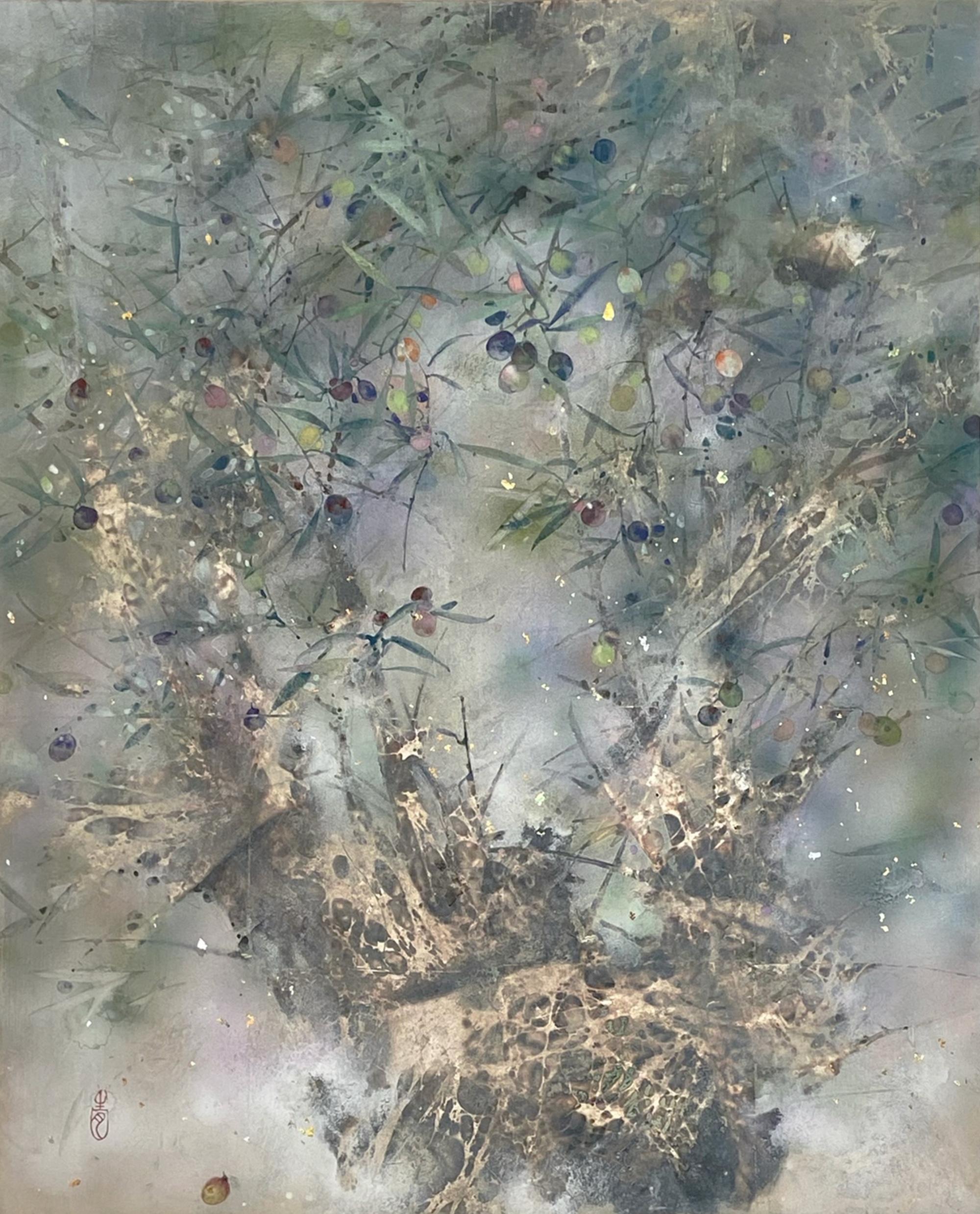 Serene by Chen Yi Ching - Contemporary Nihonga Painting, Berry Tree
