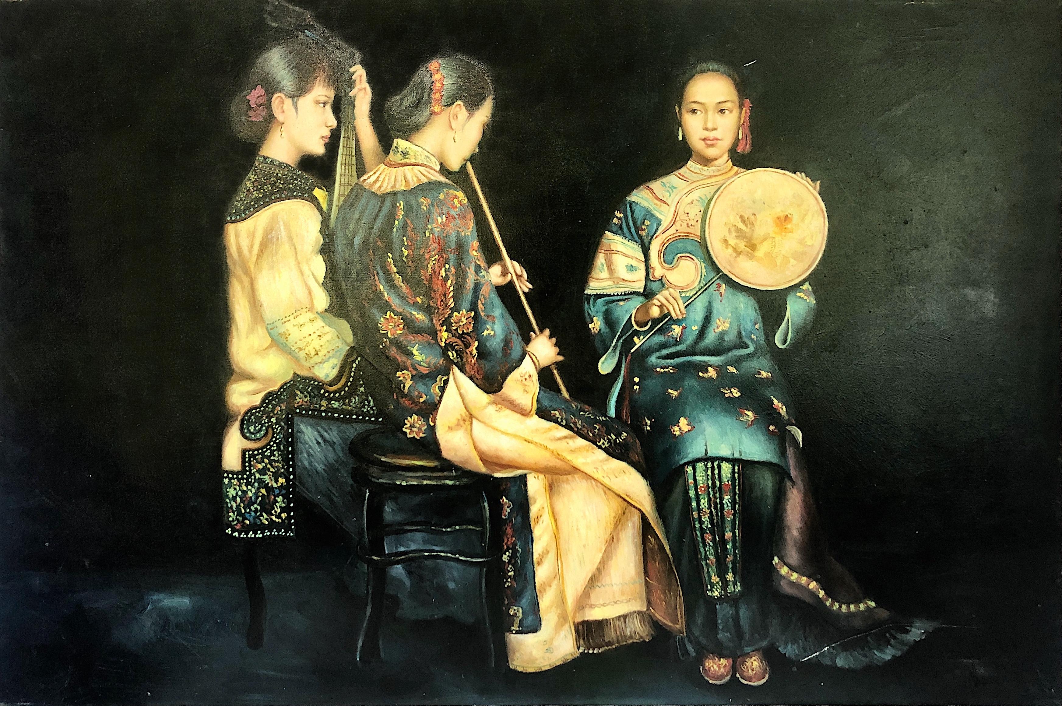 Zu sehen ist die Nachbildung einer berühmten Komposition des "Romantischen Realismus" des bekannten chinesischen Meisters Chen Yifei (1946-2005). Das markante Stück ist eine Nachbildung eines Werks aus Chen Yifeis berühmter Serie klassischer