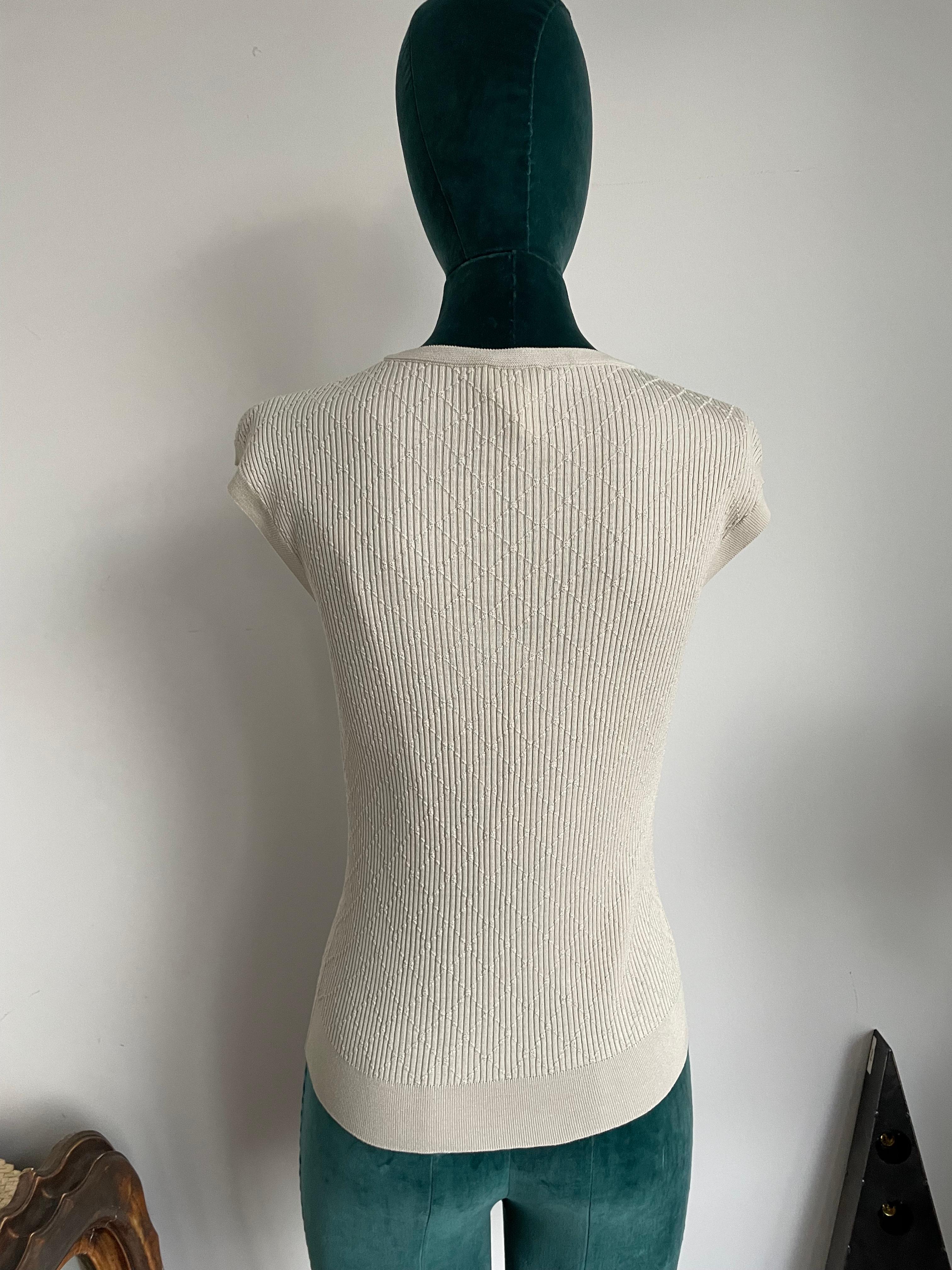 Gray Chanel Khaki Color stretchy Knit Tip  For Sale