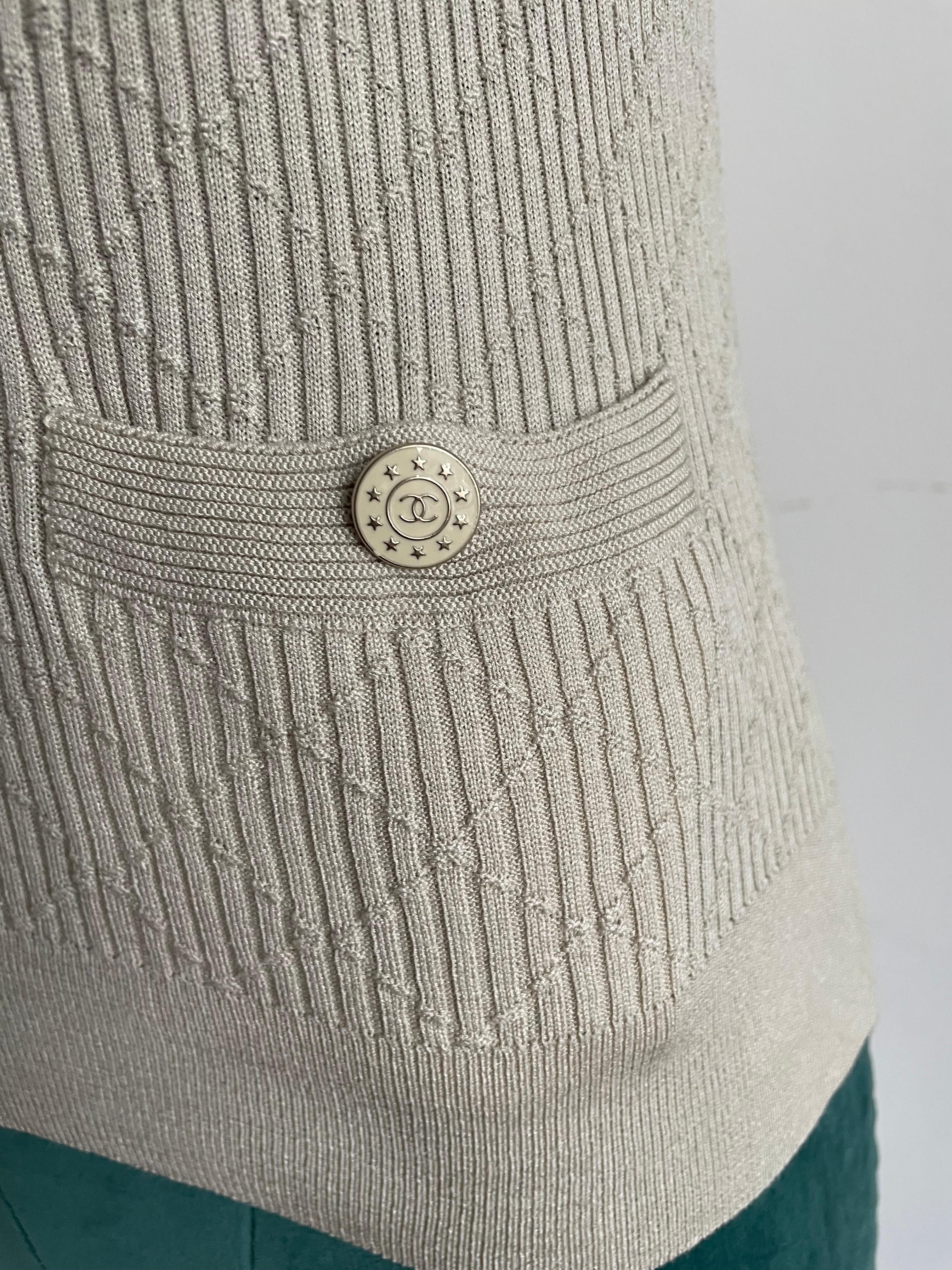 Chanel Khaki Color stretchy Knit Tip  In Excellent Condition For Sale In Toronto, CA