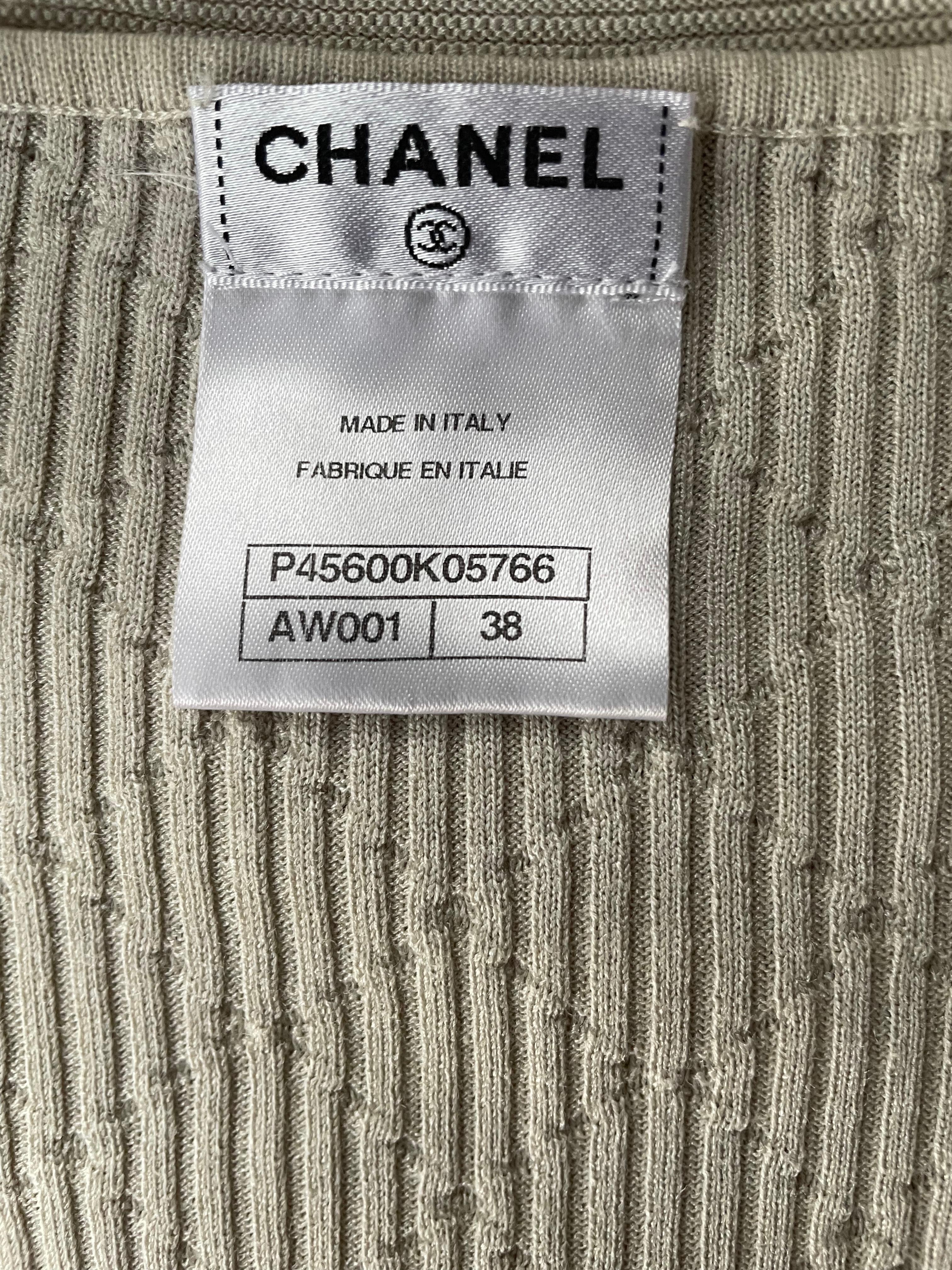 Women's Chanel Khaki Color stretchy Knit Tip  For Sale
