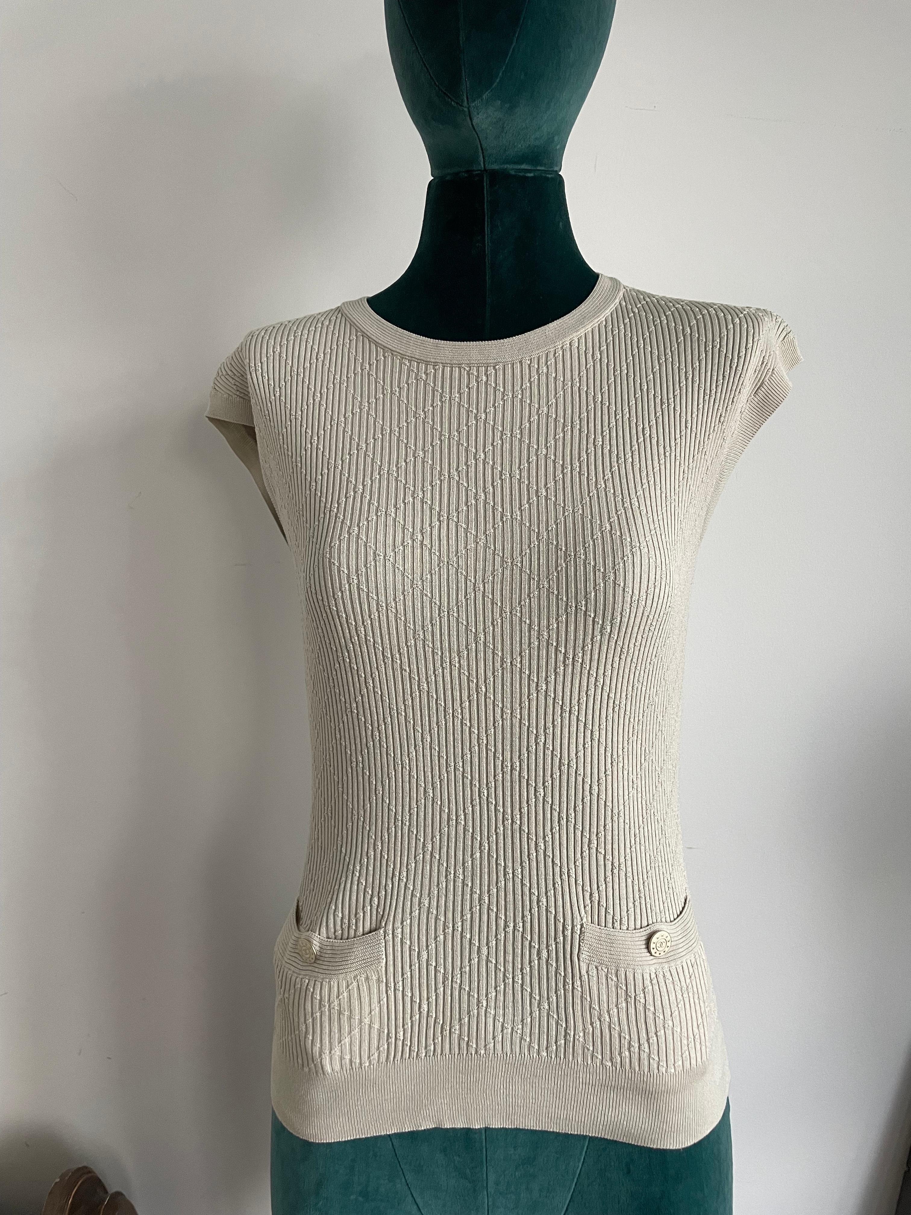 Chanel Khaki Color stretchy Knit Tip  For Sale