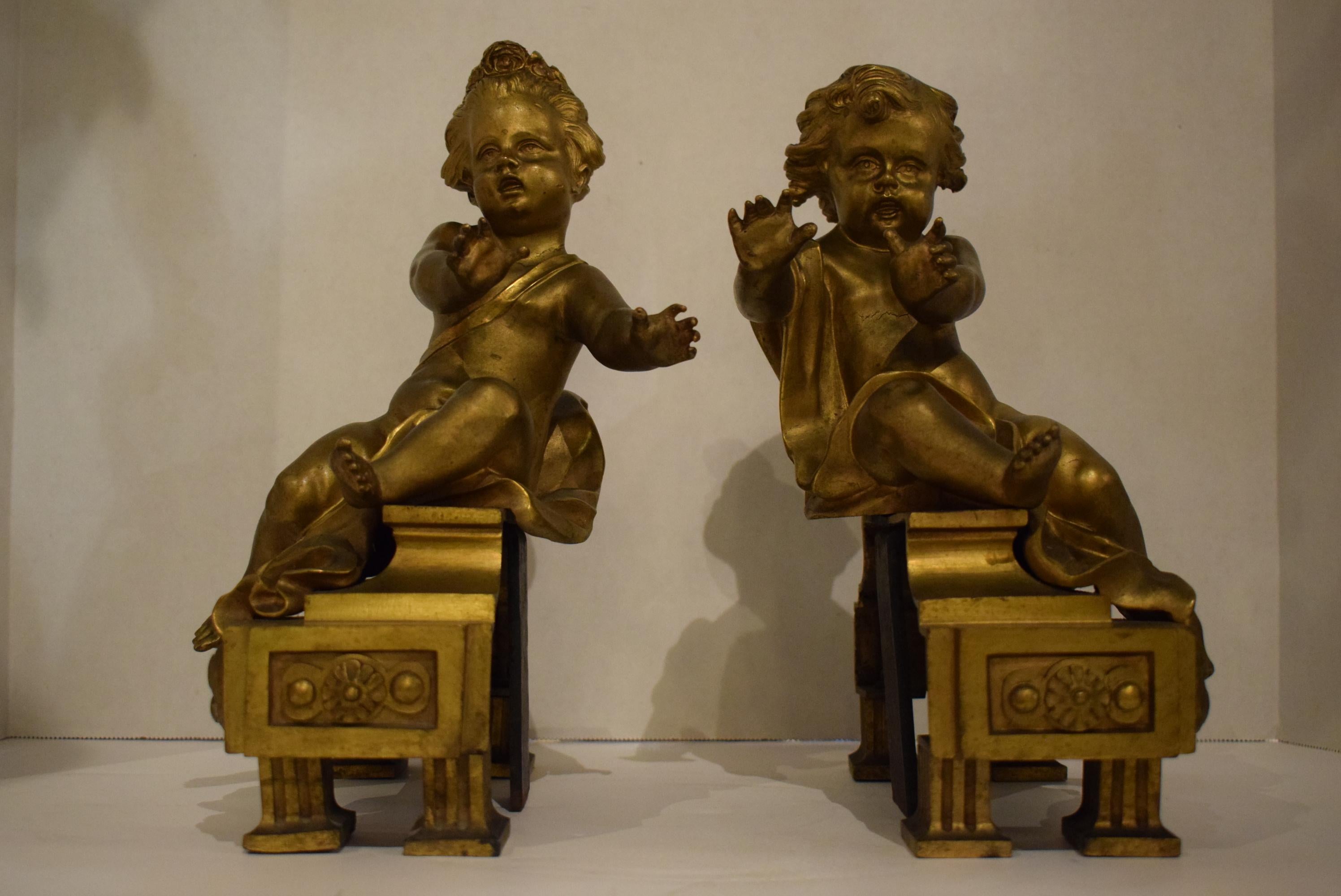 Gilt Chenets For Sale