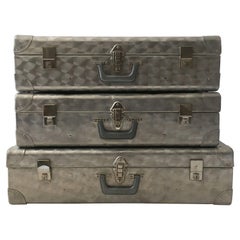 Cheney London Aluminum Suitcase Luggage, Set of Three, England, 1960s