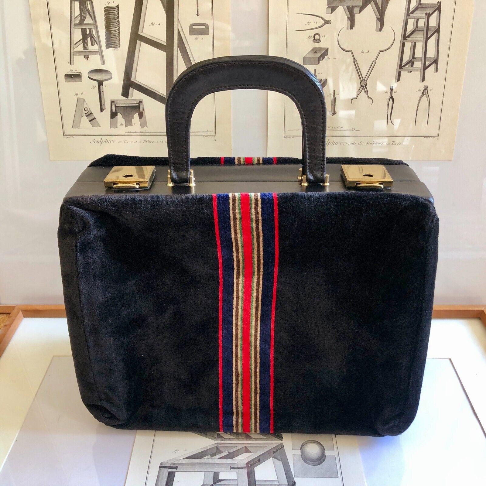 Cheneys, Londoner Samt & Lederhandtasche, Aktentasche, Tasche, 1950er Jahre, England (Moderne der Mitte des Jahrhunderts) im Angebot