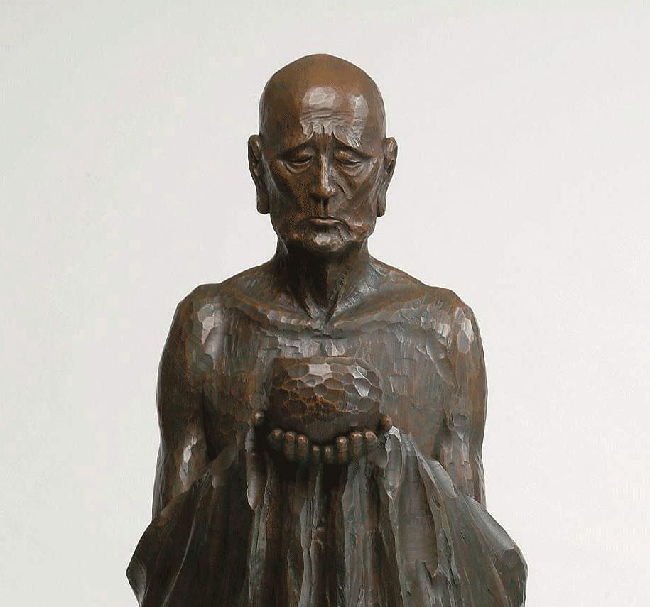 Alms Bowl, Contemporary Bronze Figure Sculpture For Sale 3