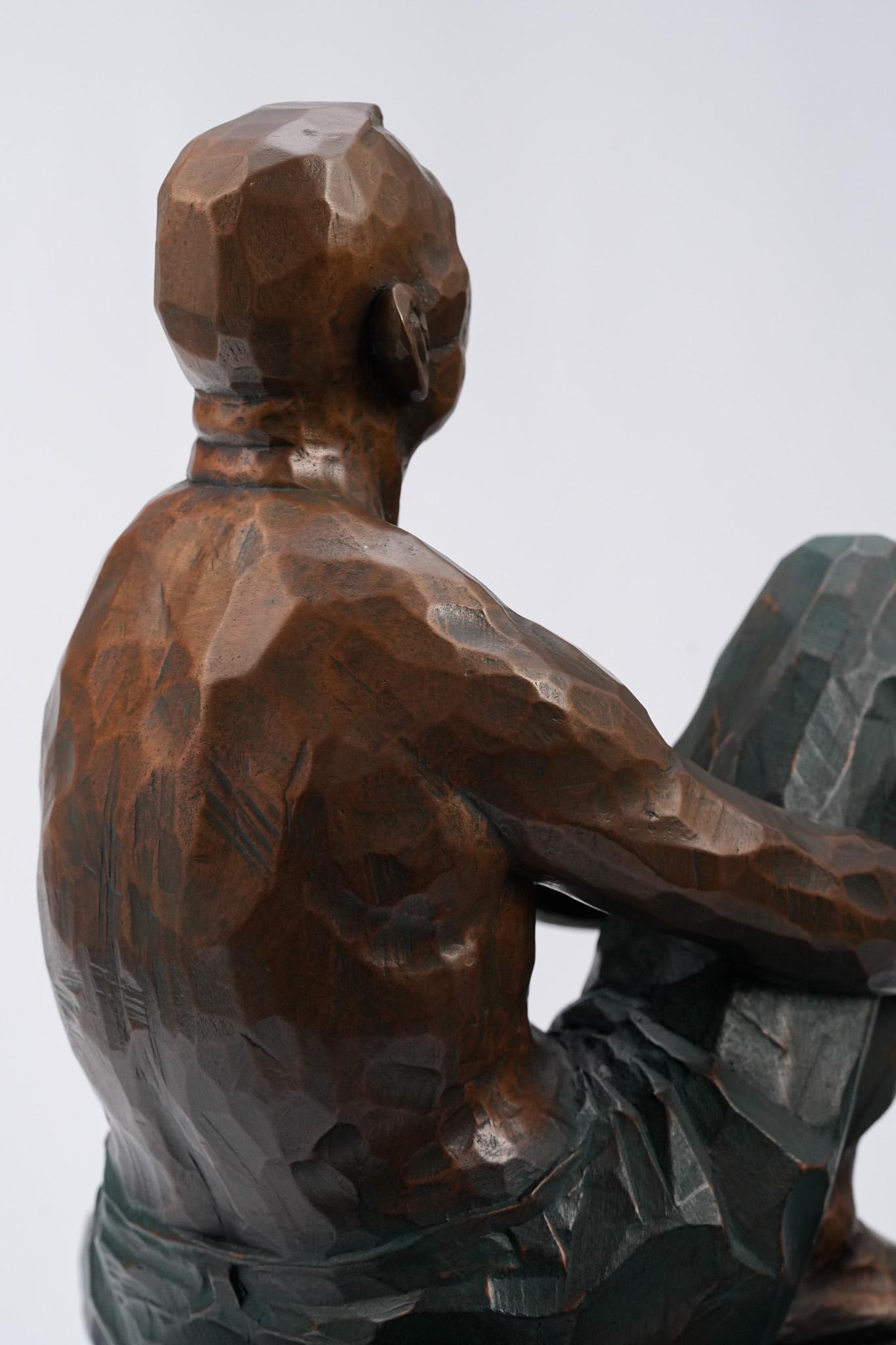 Awaiting, Contemporary Bronze Figure Sculpture For Sale 8