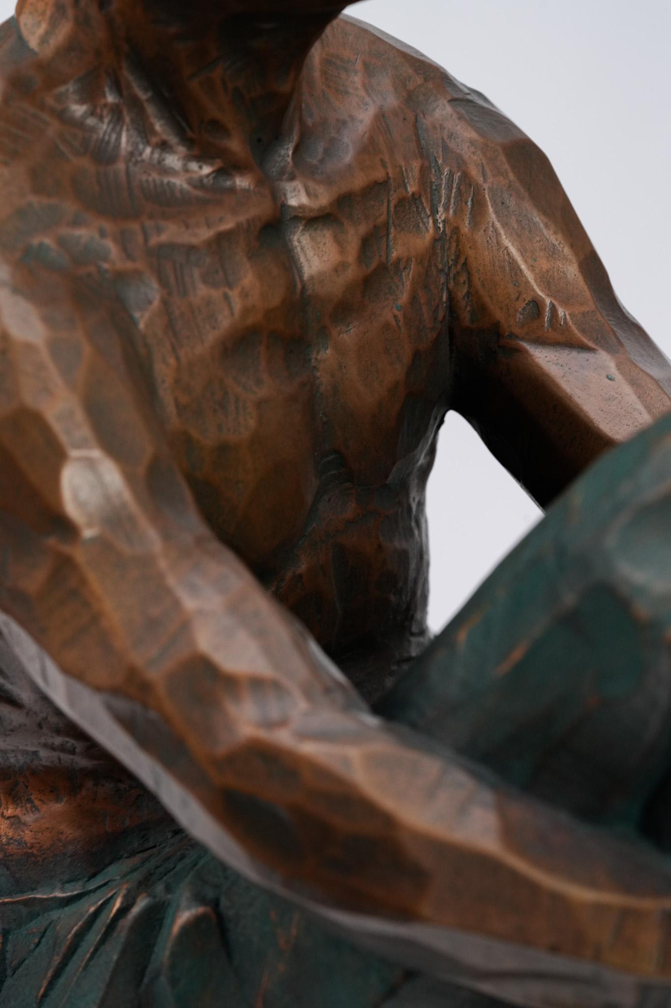 Awaiting, Contemporary Bronze Figure Sculpture For Sale 9