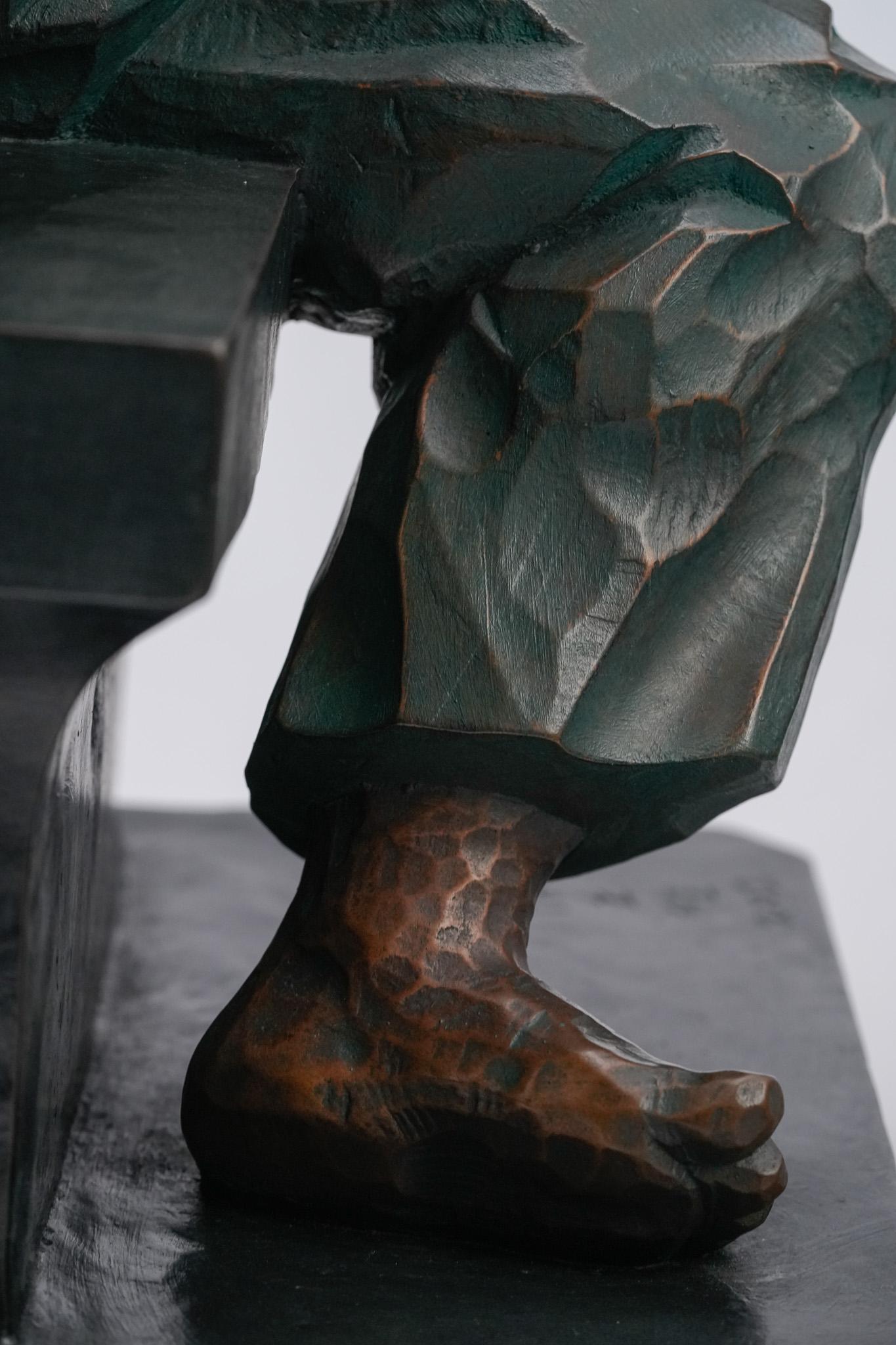 Awaiting, Contemporary Bronze Figure Sculpture For Sale 10