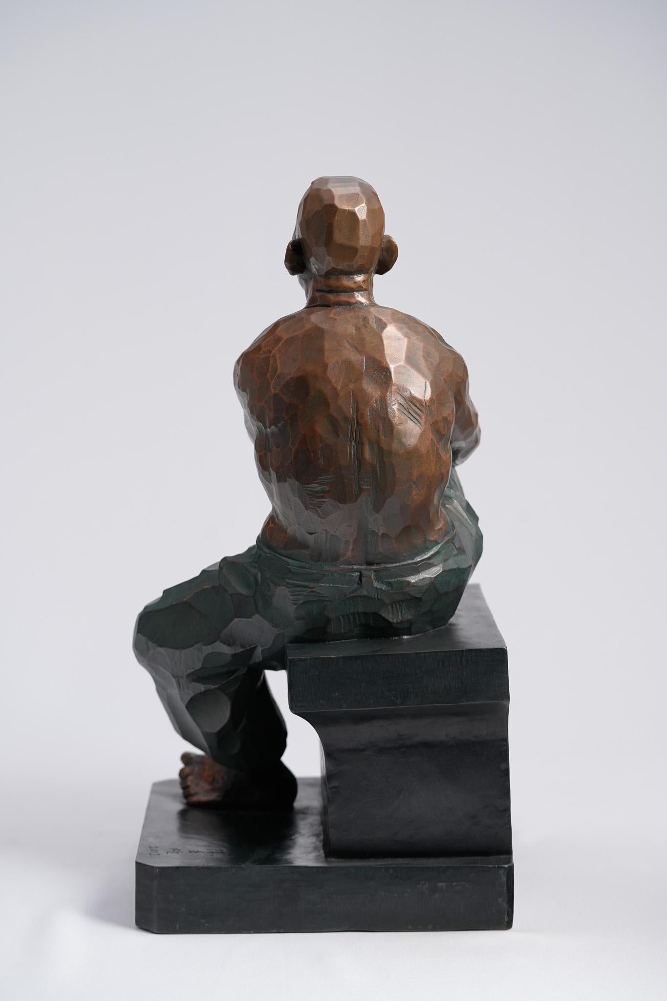 Awaiting, Contemporary Bronze Figure Sculpture For Sale 1