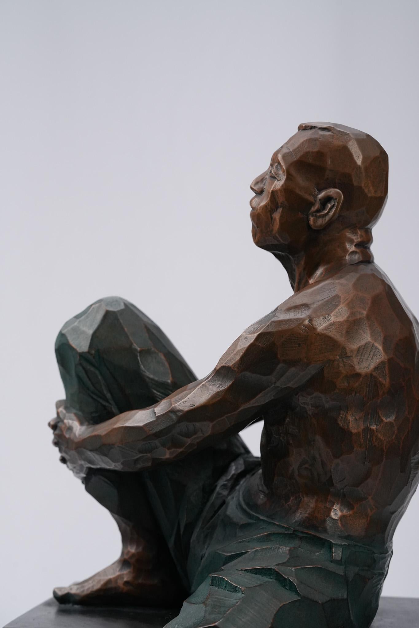 Awaiting, Contemporary Bronze Figure Sculpture For Sale 4