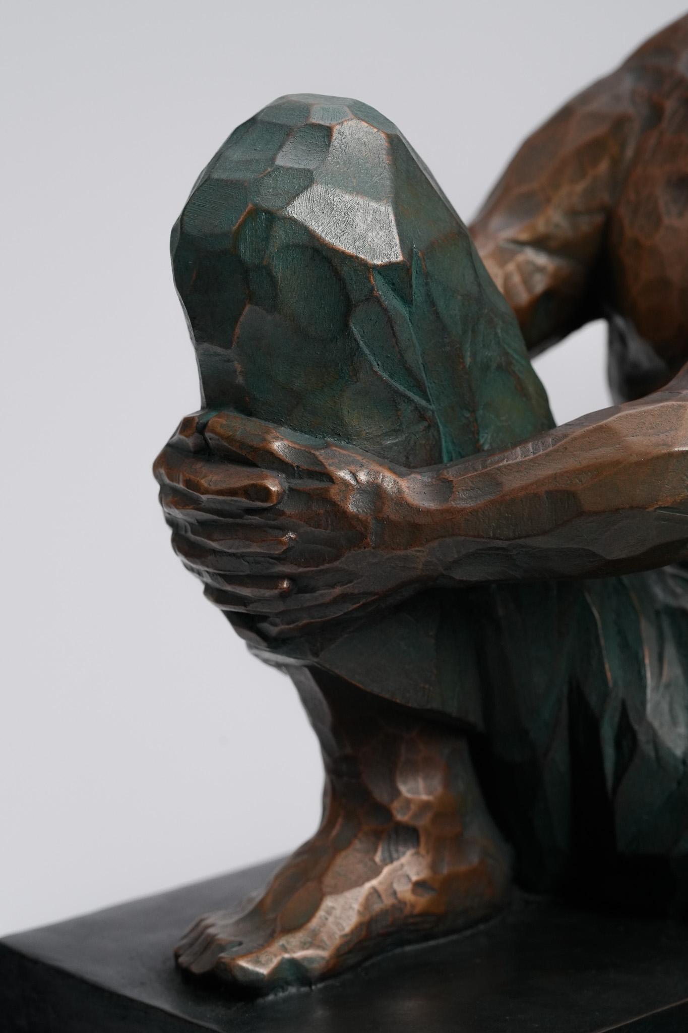 Awaiting, Contemporary Bronze Figure Sculpture For Sale 6