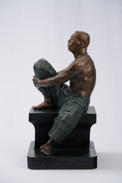 Awaiting, Contemporary Bronze Figure Sculpture