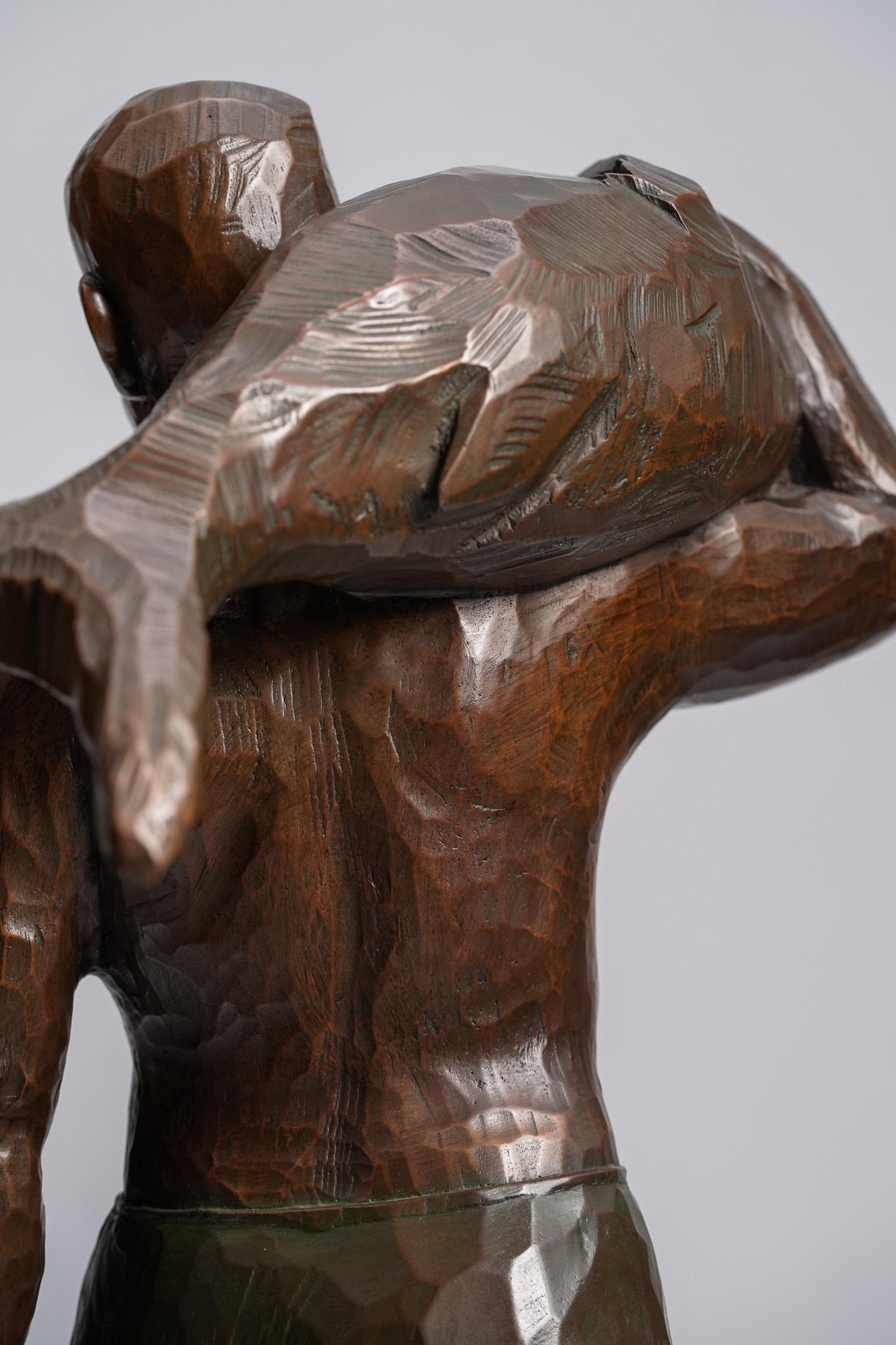 Great Catch, Contemporary Bronze Figure Sculpture For Sale 7